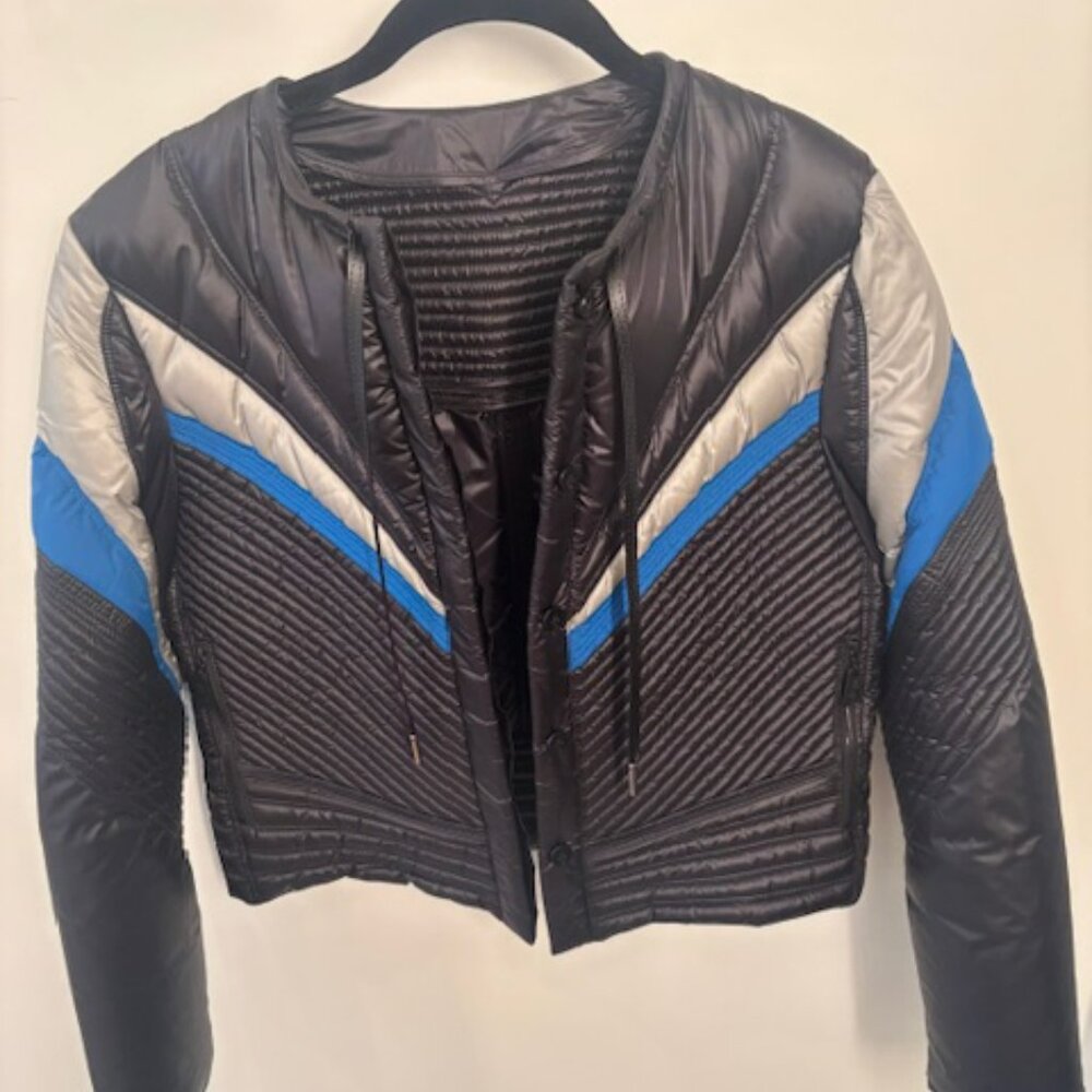 Louis Vuitton Women's Short Down Jacket, Size 38, Black/Silver/Blue, Worn Once - Picture 2 of 6